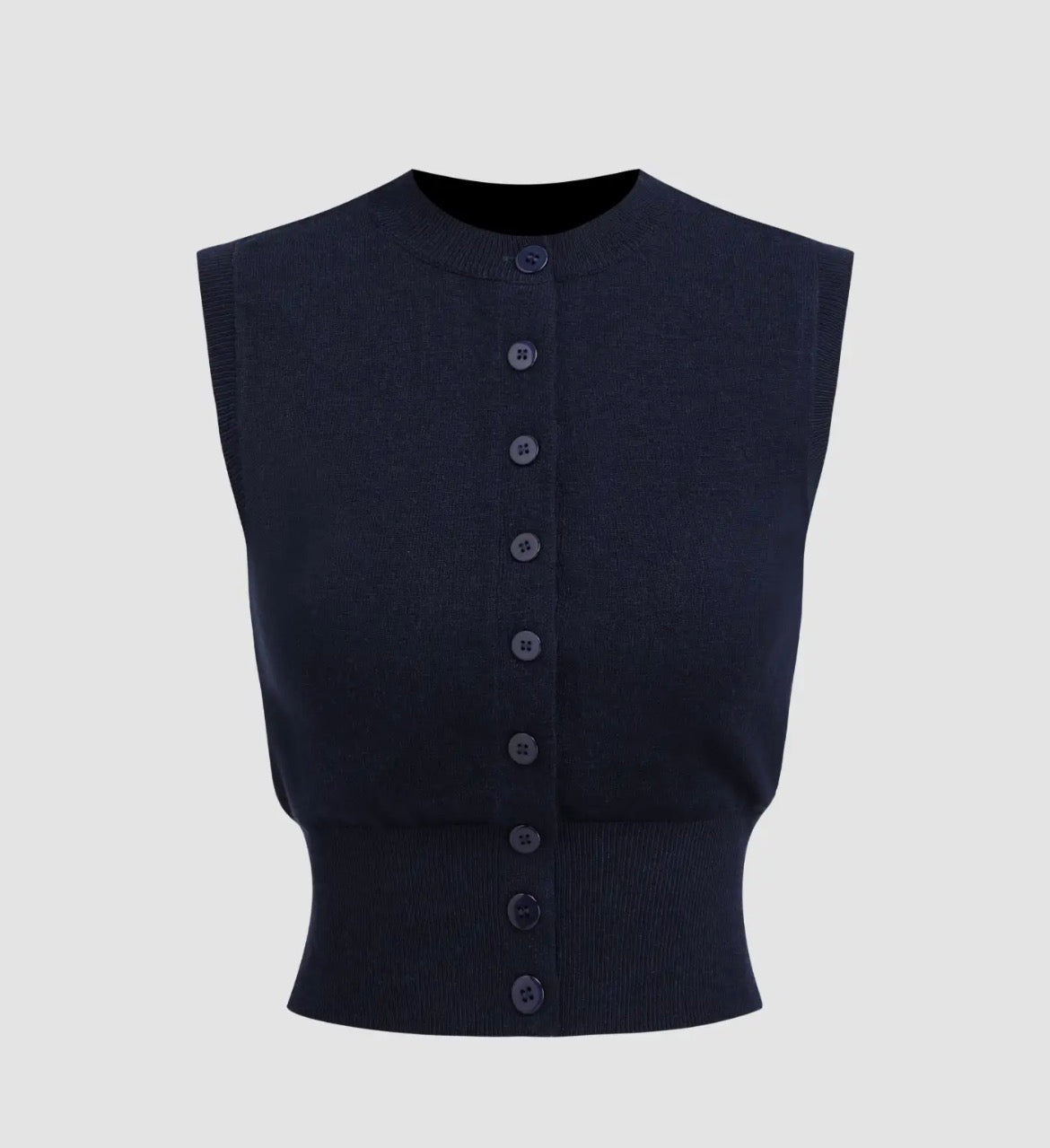 Knit Round Neckline Button Up Tank Top