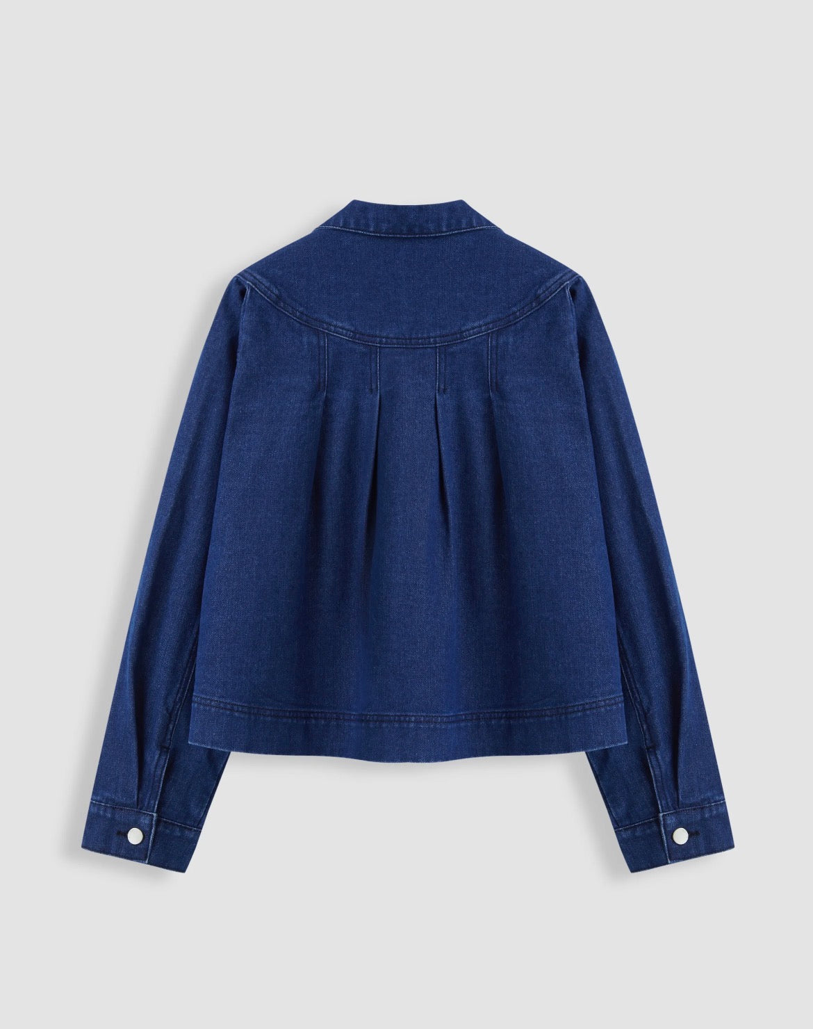 Denim Collar Pleated Oversized Jacket