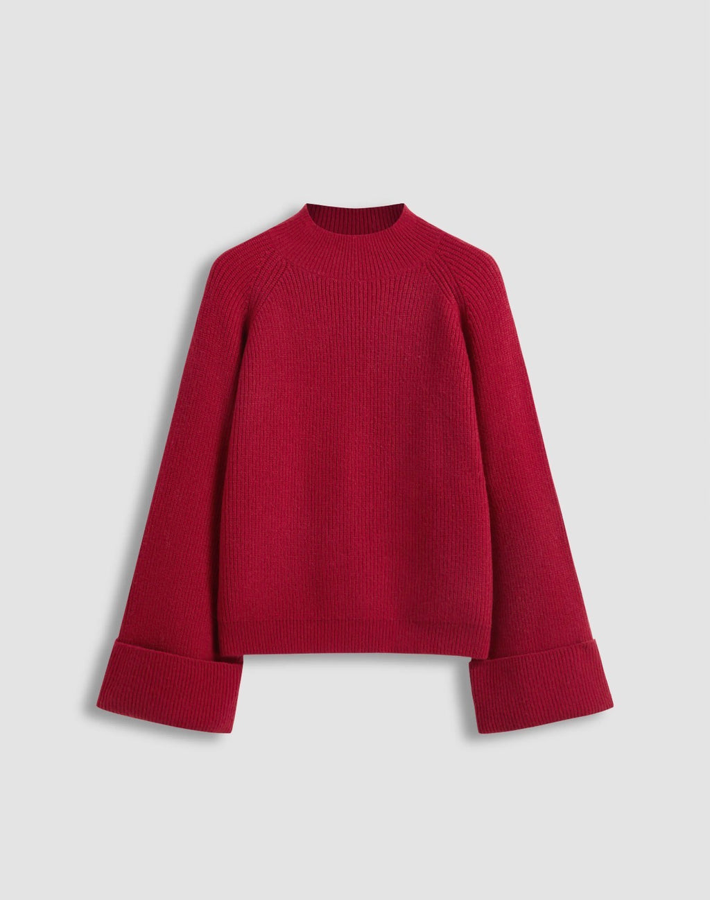 Knit Round Neck Roll Up Sweater