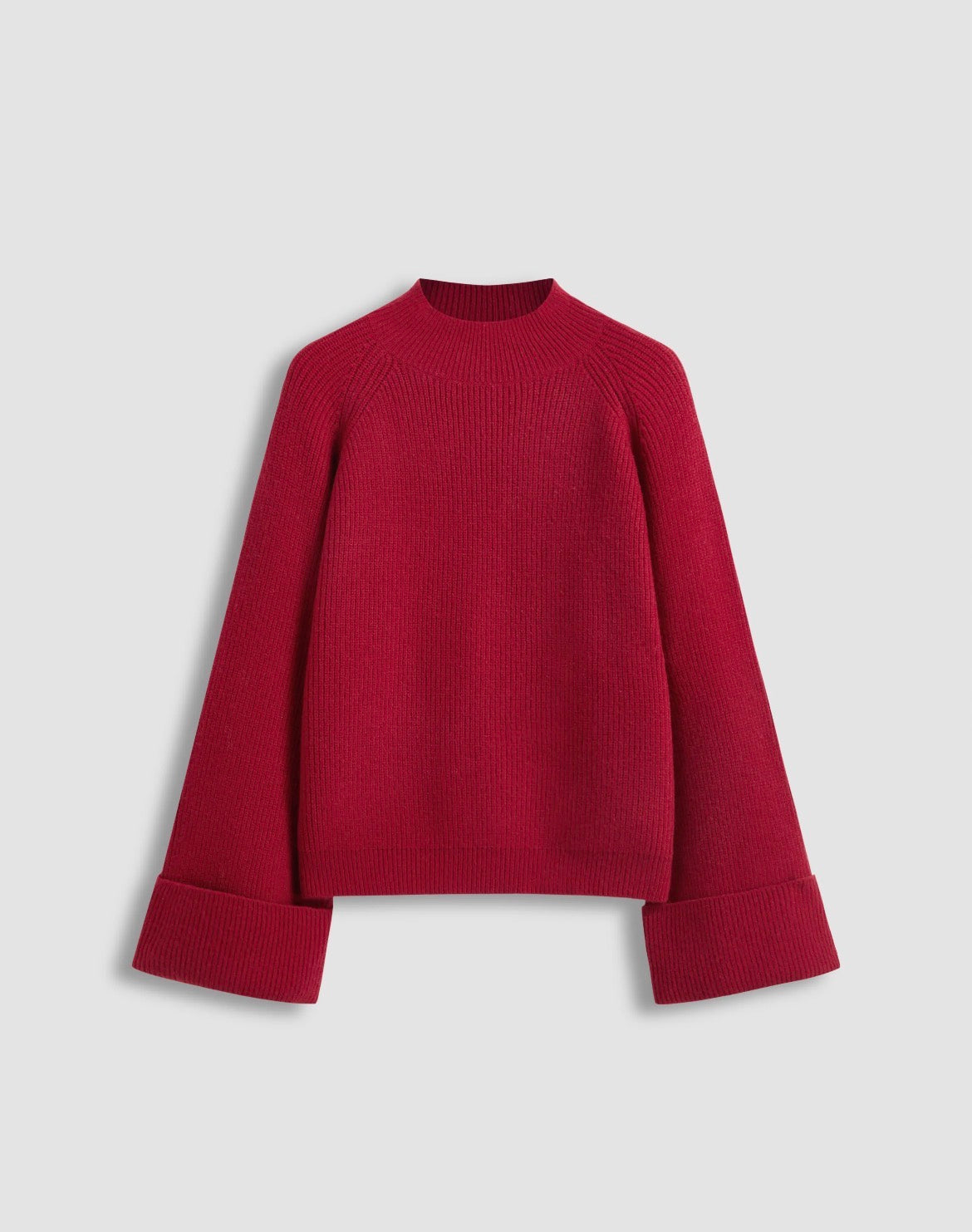 Knit Round Neck Roll Up Sweater