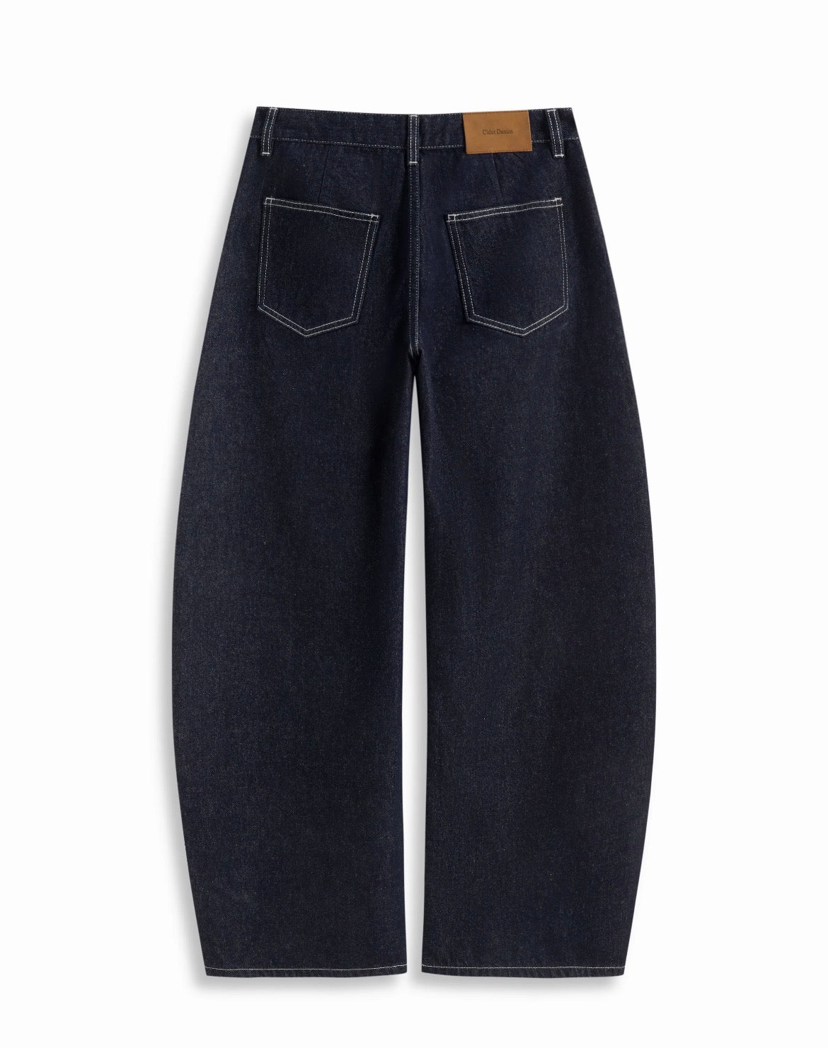 Denim low rise stitch barrel-leg jeans
