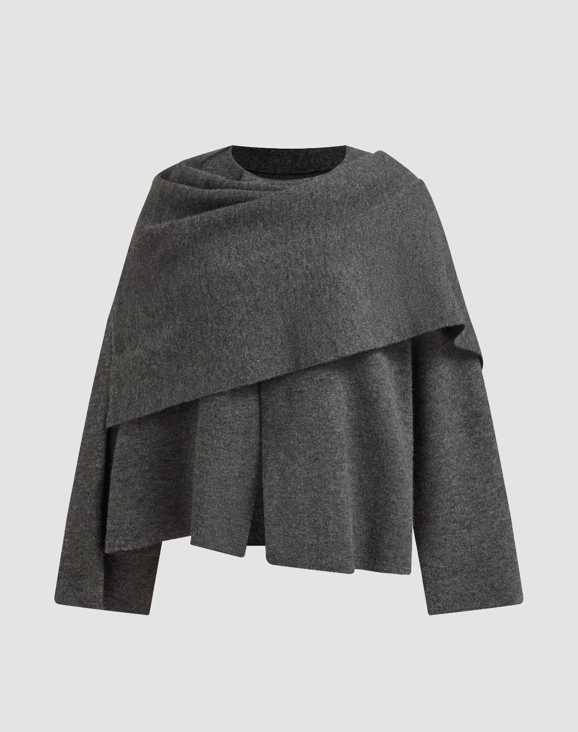 Knit Asymmetrical Neck Split Scarf Cardigan