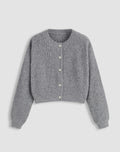 Knit Round Neckline Button Cardigan