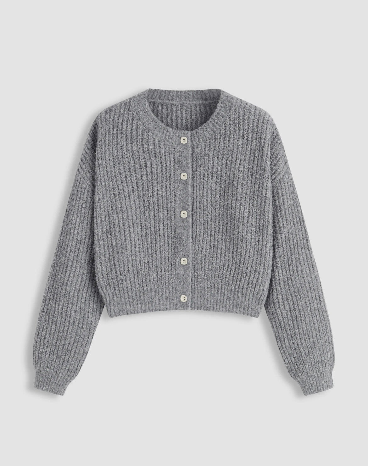 Knit Round Neckline Button Cardigan