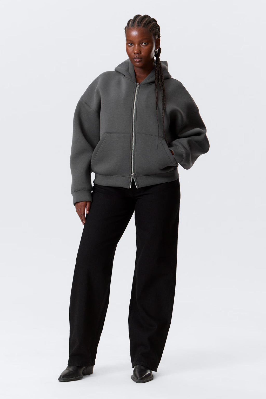 Sweat À Capuche Zippé Oversize En Scuba