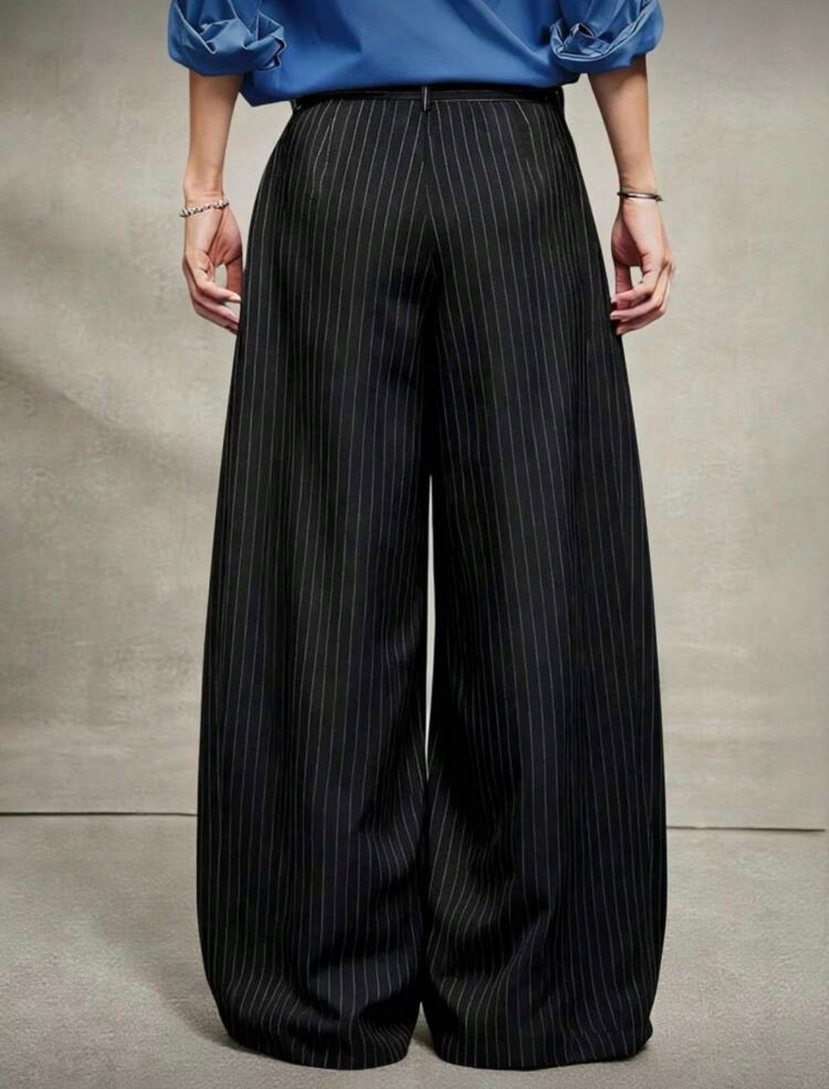 PATROVS Men’s Casual Ultra Loose Black Pants With Metallic Stud Detail