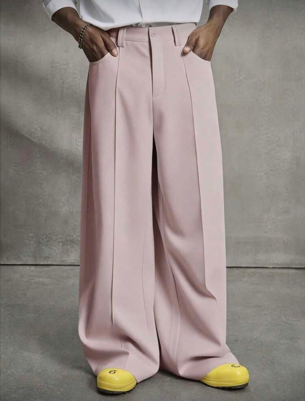 PAVTROS Men's Casual Solid Color Slant Pocket Loose Straight Leg Pants