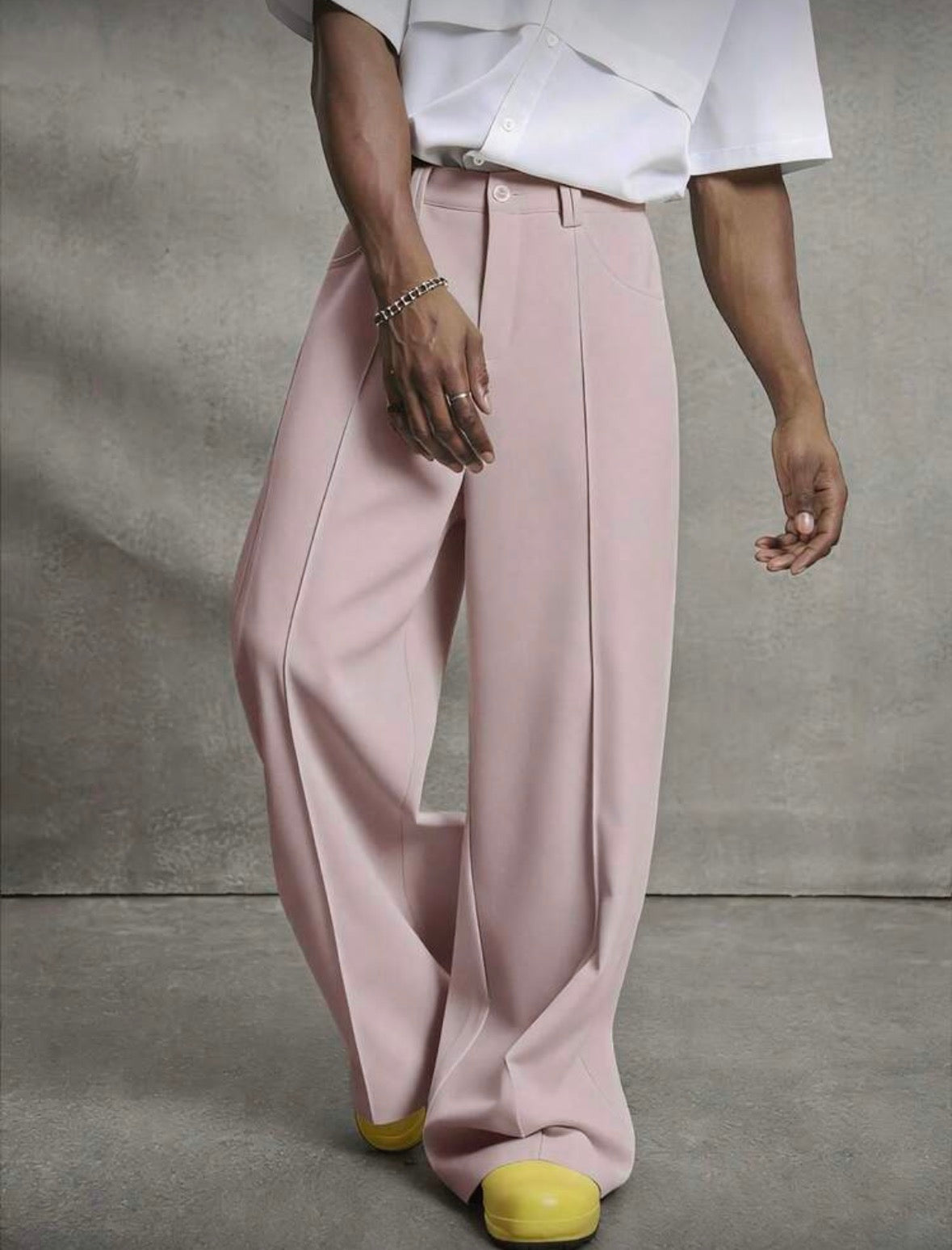 PAVTROS Men's Casual Solid Color Slant Pocket Loose Straight Leg Pants