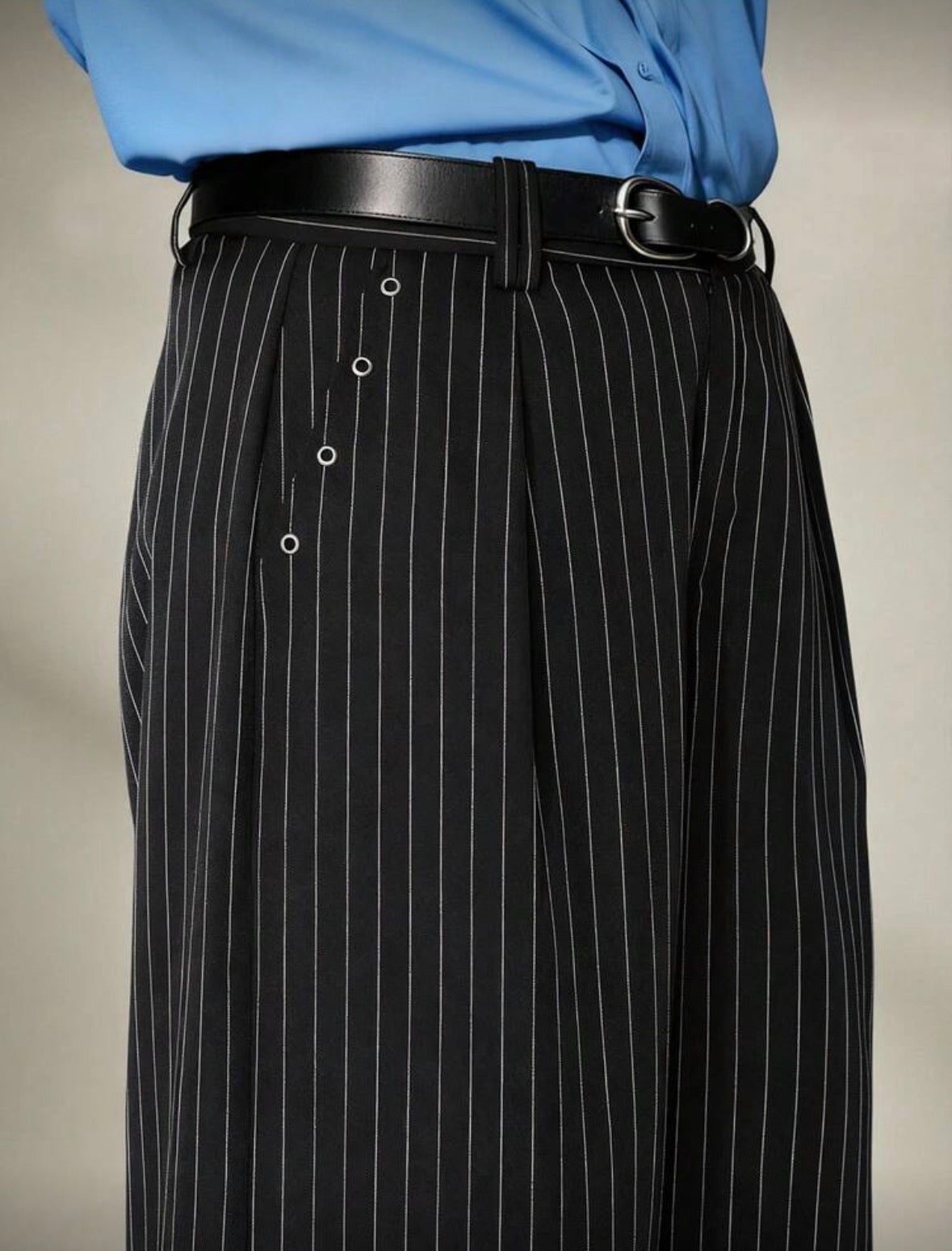 PATROVS Men’s Casual Ultra Loose Black Pants With Metallic Stud Detail