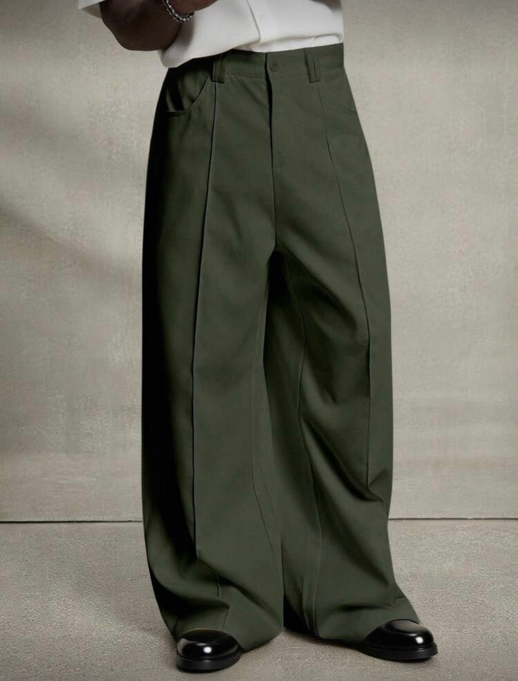 PAVTROS Men's Casual Solid Color Slant Pocket Loose Straight Leg Pants