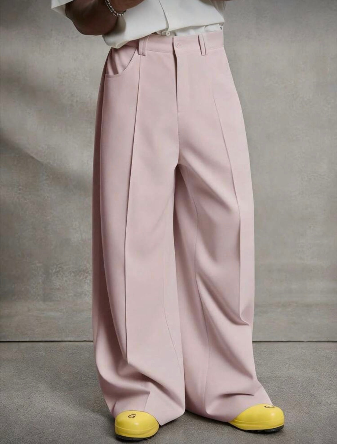 PAVTROS Men's Casual Solid Color Slant Pocket Loose Straight Leg Pants