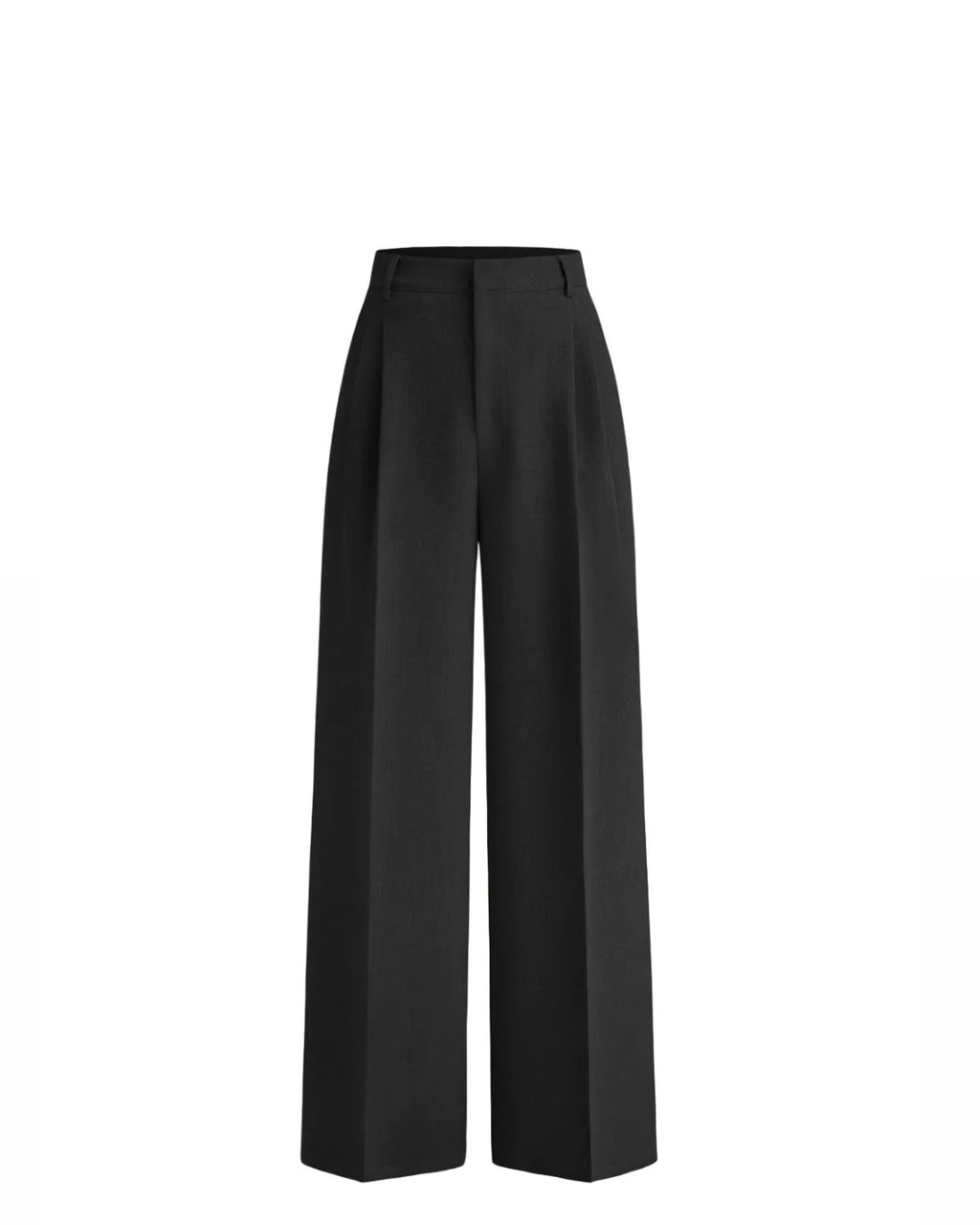 Mid Rise Pleated Wide Leg Trousers