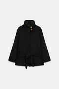 Short Coat Cape Belt With Wool