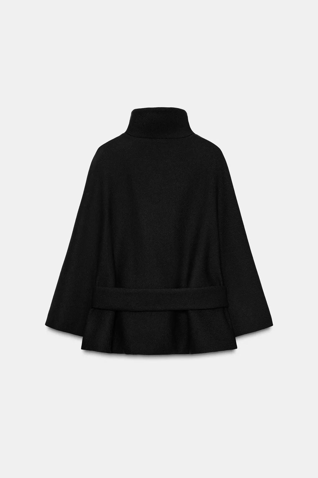 Short Coat Cape Belt With Wool