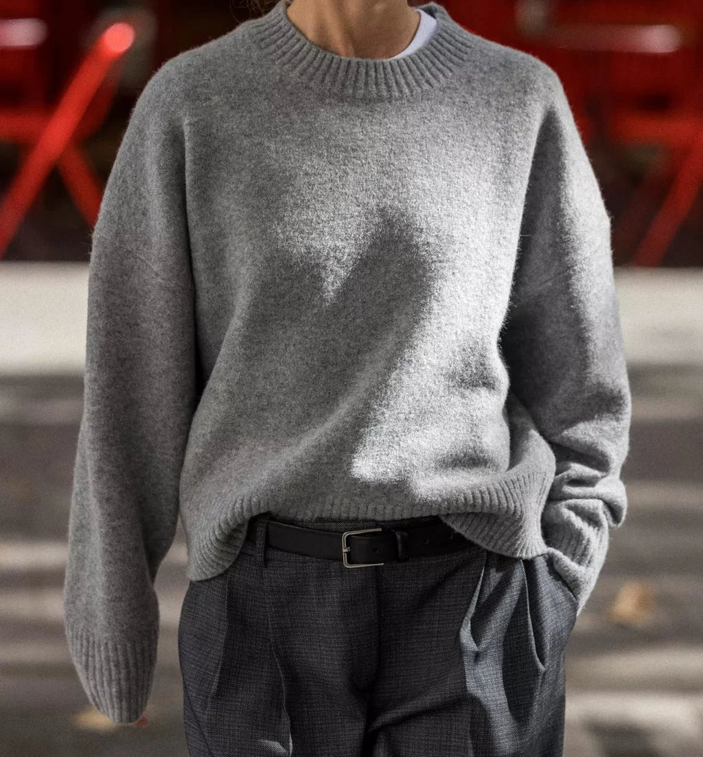 Soft Mesh Sweater With Round Neck And Long Sleeves